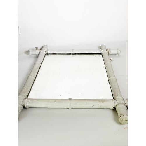 Wood White Bamboo Mirror, France, 1930s For Sale - Image 7 of 13