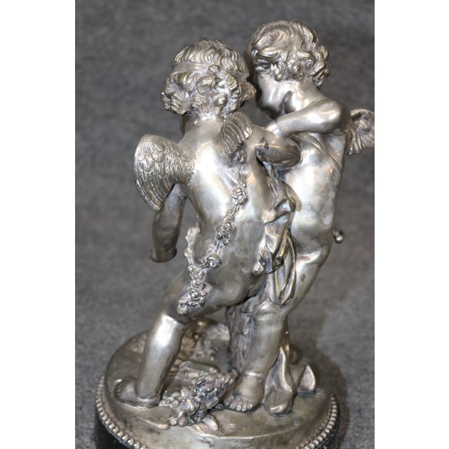 French Bronze Silver Gilt Statue With Pair Putties Signed Falconet For Sale - Image 16 of 16