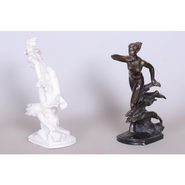 Vintage Art Deco Sculpture in Ceramic and Bronze by Jan Lichtág, 1930s For Sale - Image 4 of 12