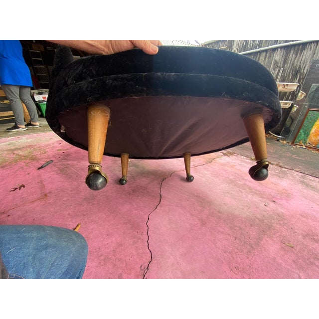 Black Mid Century Adrian Pearsall Lounge King Tall Back Black Fabric Chair Unmarked For Sale - Image 8 of 9