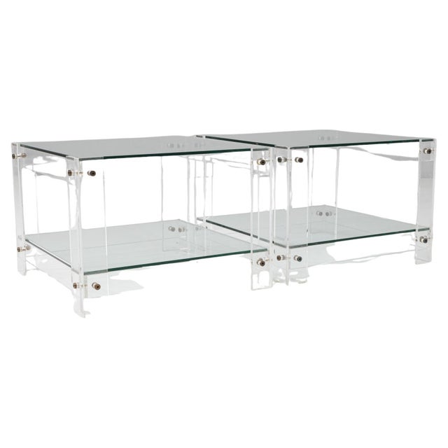 20th Century French Acrylic and Glass "Button Line" Side Tables - A Pair For Sale - Image 15 of 18