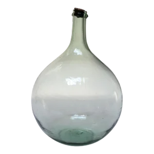 Vintage Bulbous-Form Light Green Demijohn With Cork Stopper