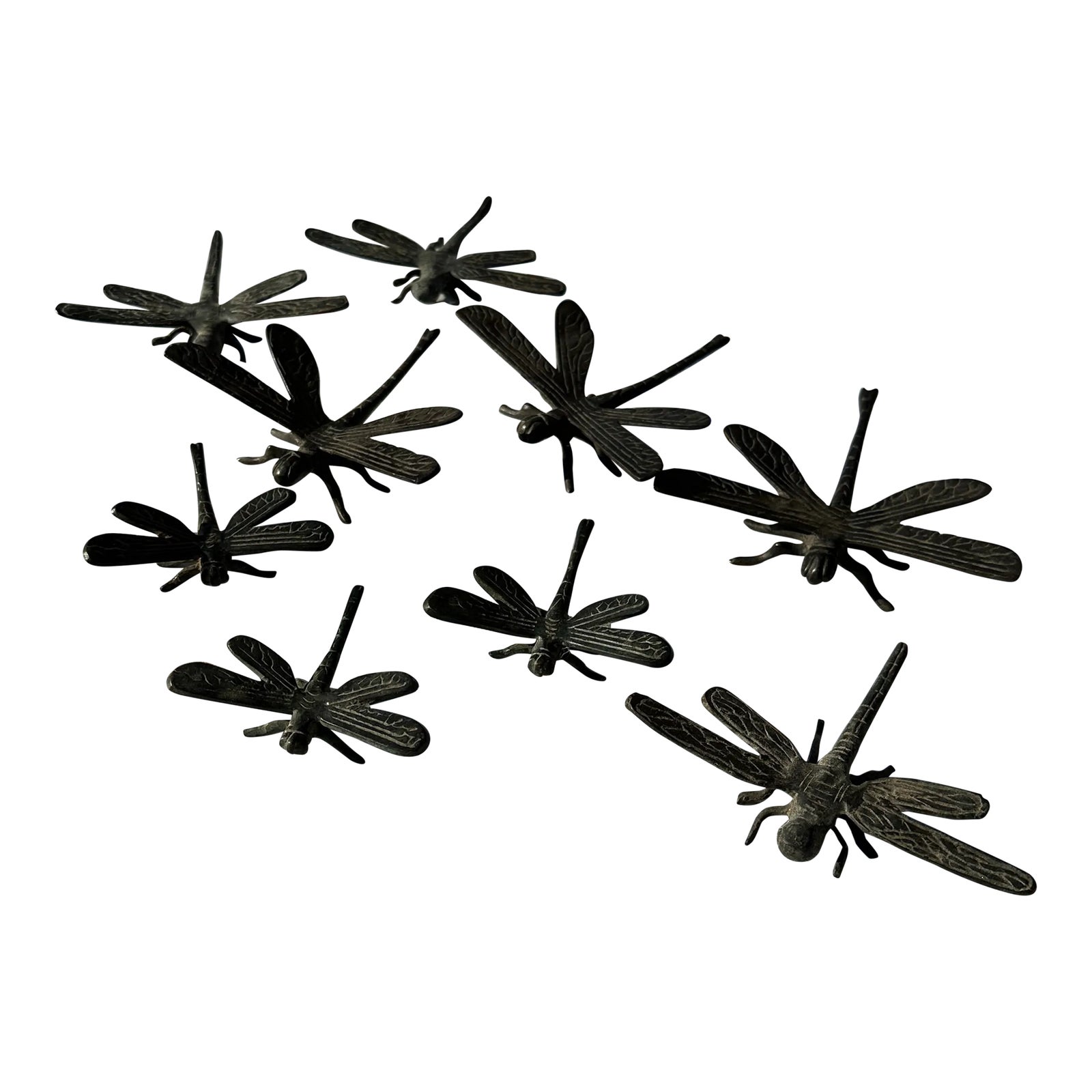 1970s Collection of Metal Dragonflies- 9 Pieces Total | Chairish