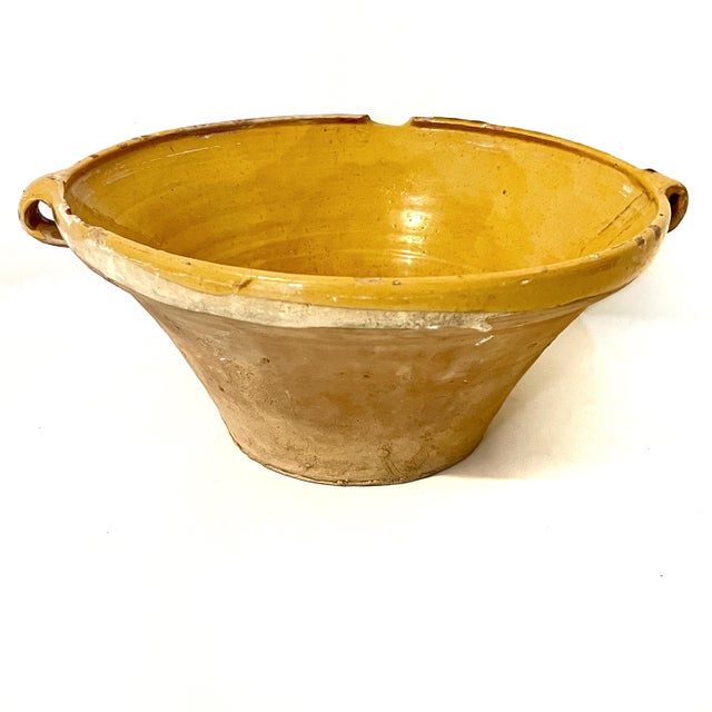 Large Antique French Earthenware Tian Bowl With Honey Glaze For Sale - Image 4 of 9