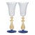 Vintage Murano Venetian Glass Chalice Aventurine Gold Cobalt Blue Goblets - a Pair For Sale
