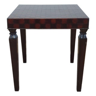 South Cone Checkered Wood End Table For Sale