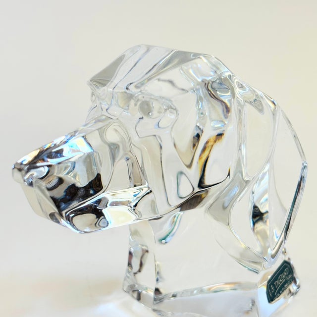 Late 20th Century Crystal Dog Head Paperweight by Jg Durand, France For Sale - Image 5 of 9