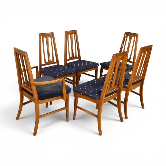 Young Manufacturing Young Manufacturing Vintage Mid Century Modern Set of 6 Tapered Ladder Back Dining Chairs For Sale - Image 4 of 8