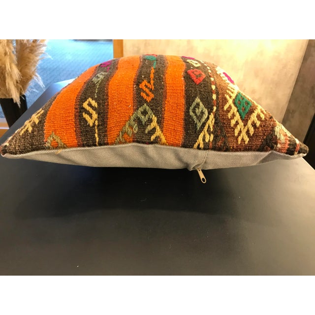 Vintage Handmade Kilim Rug Pillow Cover For Sale - Image 4 of 13