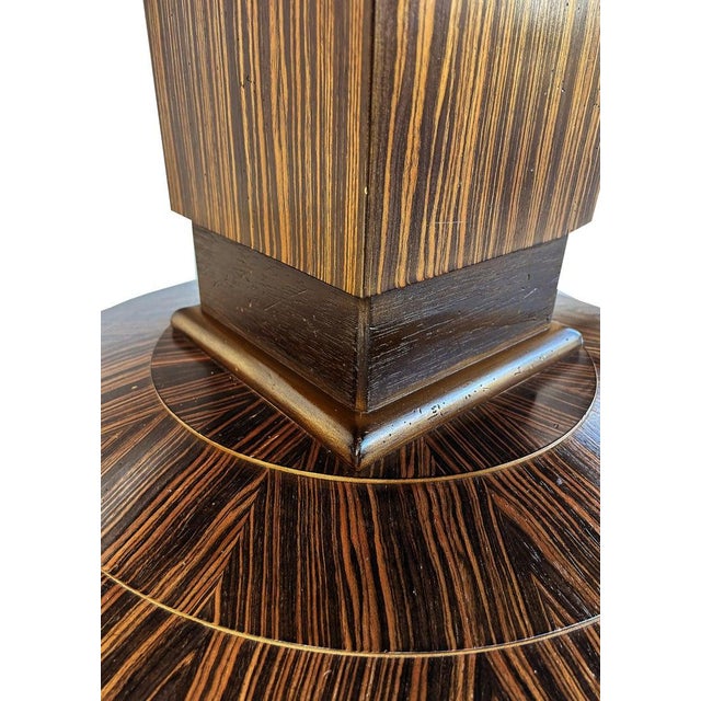 Late 20th Century Late 20th Century Pregno SRL Macassar Ebony Round Pedestal Dining Table, Italy Art Deco Style For Sale - Image 5 of 6