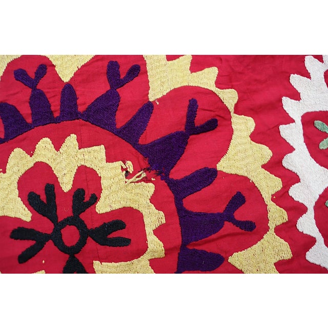 Vintage Hand Embroidered Suzani Wall Hanging, 1920s For Sale - Image 9 of 18