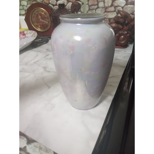 Late 19th Century Antique Stunning Opalescent Irridescent White Mother of Pearl Art Glass Vase Checho-Slavakia 7" 19th Century For Sale - Image 5 of 6