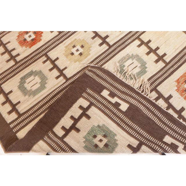 Textile Doris Leslie Blau Vintage Swedish Flat Woven Rug For Sale - Image 7 of 7