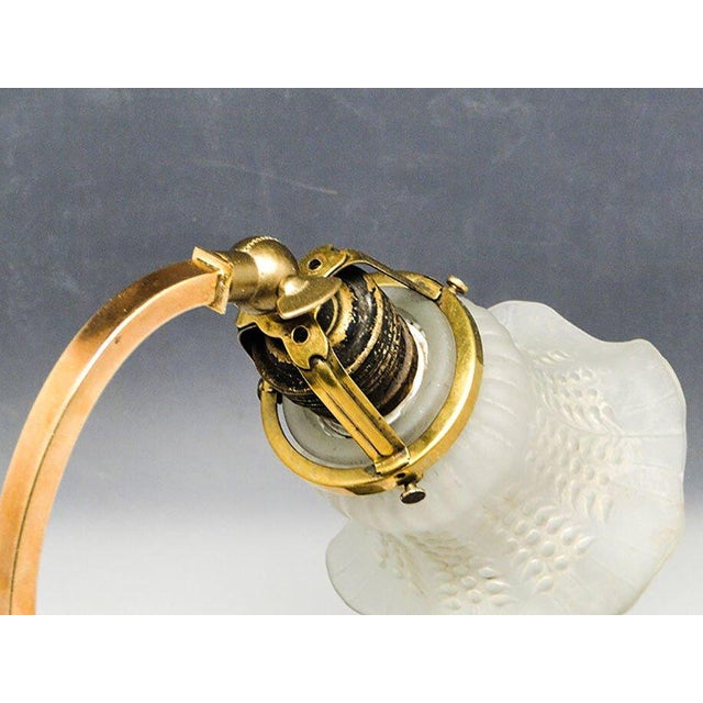 Metal 20th Century Art Nouveau Glass and Metal Bedside Lamp, Austria, 1890s For Sale - Image 7 of 10
