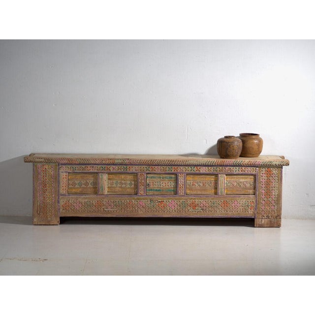 Antique Painted Uyghur Xinjiang Silk Road Sideboard or Cabinet For Sale - Image 13 of 15