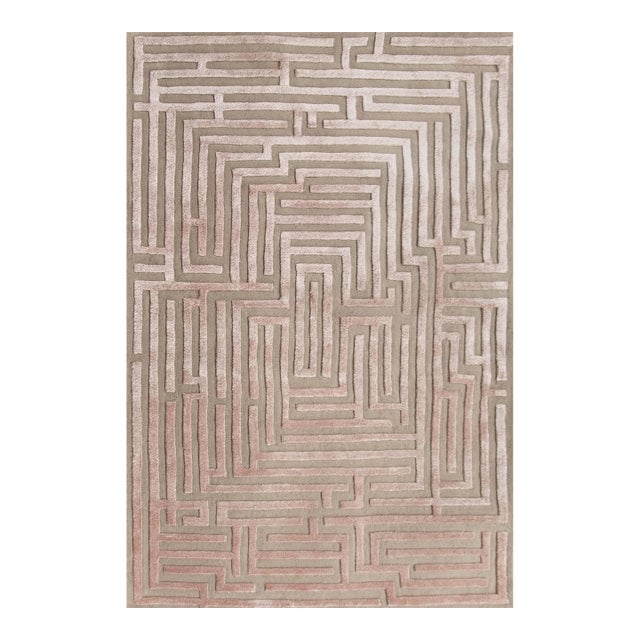 Sample Anatolia Maze Rug, Peony Pink, 12x12 For Sale