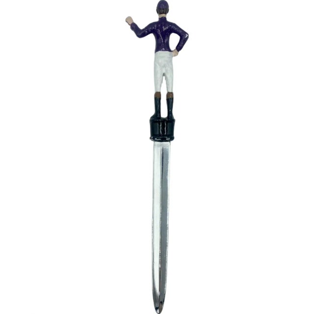Mid-Century Modern Vintage the "21" Club New York Nyc Restaurant Equestrian Jockey Letter Opener For Sale - Image 3 of 13