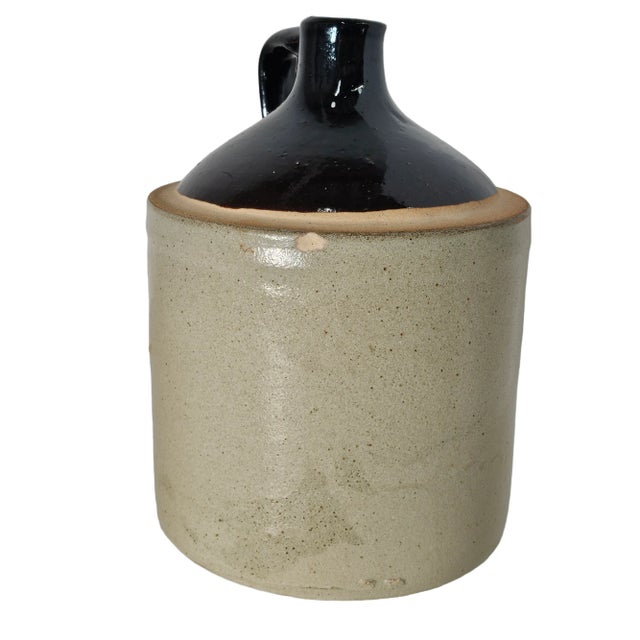1960s Old Albany Primitive Stoneware Jug Crock Jar 10.5" Tall For Sale - Image 5 of 8