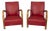 Vintage Italian Armchairs in Red Leather, 1950s, Set of 2 For Sale