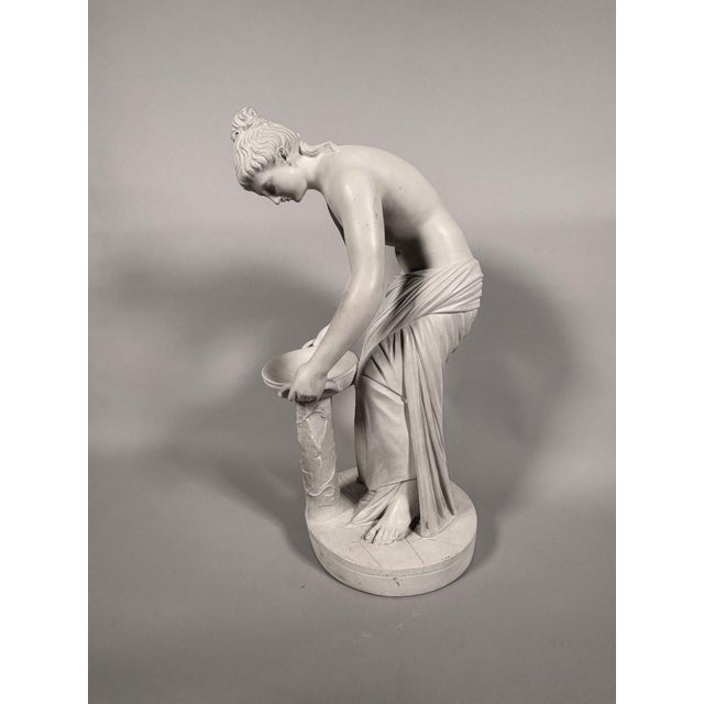 Stone Neoclassical sculpture of a Danaid, 19th century, 55 cm, white marble For Sale - Image 7 of 9