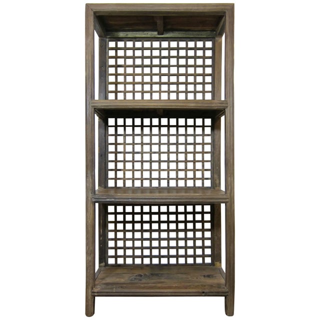 Rustic Elm Wood Bookcase For Sale - Image 9 of 9