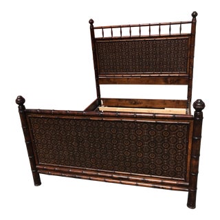 Tommy Bahama Style Island Faux Bamboo Queen Bed Frame For Sale