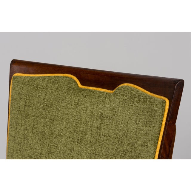 Brown Set of 6 French Art Deco Maple Dining Chairs in Yellow and Moss Green, 1930s For Sale - Image 8 of 18