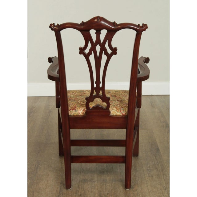 1980s Chippendale Style Solid Mahogany Pair Armchairs For Sale - Image 5 of 13