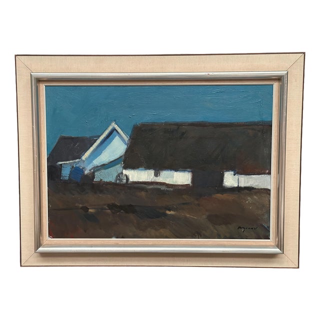 Bengt Hillgrund, Farm in the Landscape, 1950s, Oil Painting on Canvas, Framed For Sale