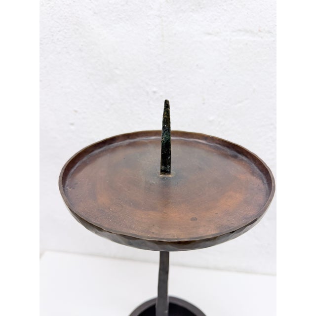 Mid-Century Modern Large Brutalist Bronze Candlestick with Snail Base by Manfred Bergmeister, 1970s For Sale - Image 3 of 9