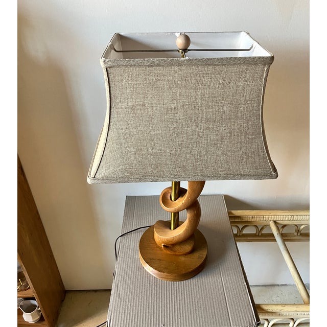 Mid-Century Modern Mid 20th Century Mid-Century Modern Sculpted Wood Table Lamp by Light House For Sale - Image 3 of 8