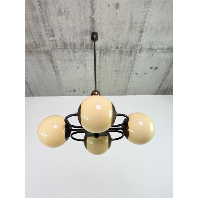 Czechoslovak Art Deco Rondocubist Geometric Chandelier, 1930s For Sale - Image 3 of 14