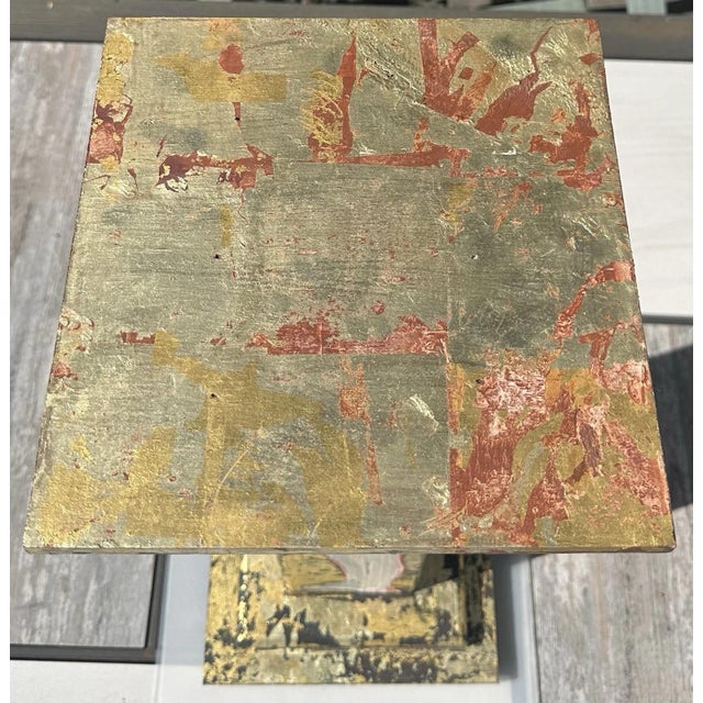 Selina Trieff Art Wood Pedestal Column Painted Figures Gold Leaf Selena For Sale - Image 9 of 18