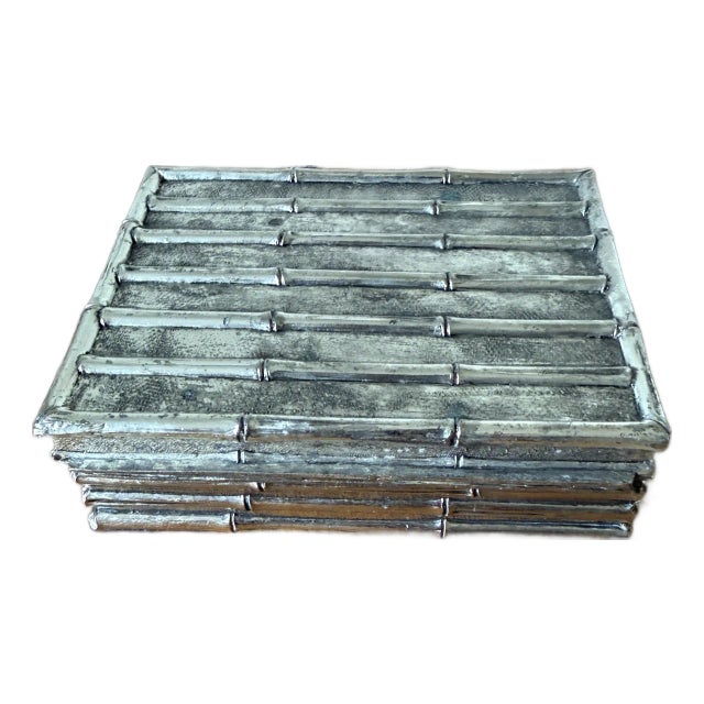 Mid 20th Century Faux Bamboo Silver Plate Box, in the Style of Maison Baguès For Sale