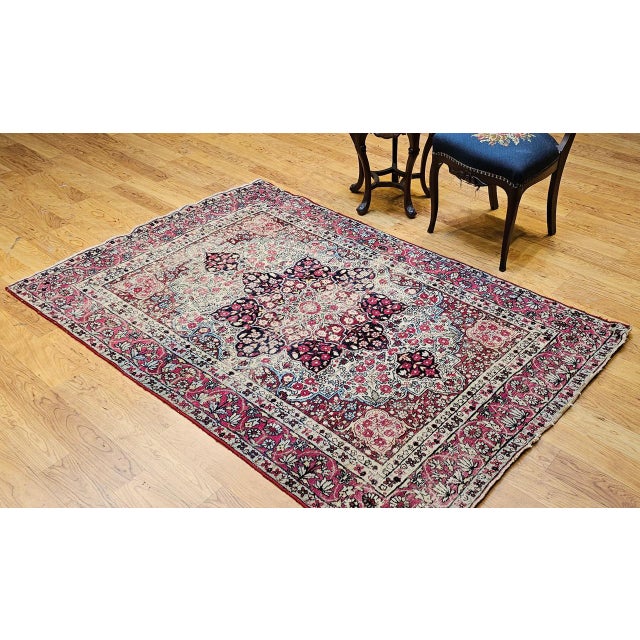 19th Century Persian Kerman Lavar Rug, Hand-Knotted Wool, Floral Patter, Red & Ivory, 5x7 For Sale - Image 18 of 18