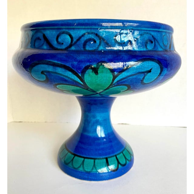 Mid 20th Century Vintage Italian Ceramic Glazed Pedestal Bowl For Sale - Image 5 of 13