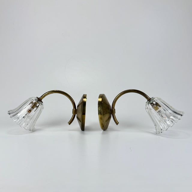 1930s Clear Murano Glass Wall Lamps from Barovier & Toso, 1930s, Set of 2 For Sale - Image 5 of 11