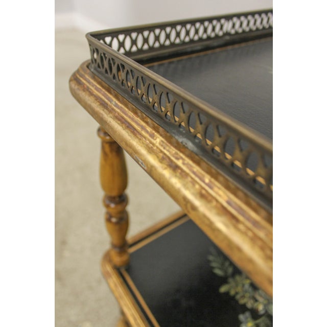 1990s Sarreid Floral Decorated 3 Tier Dessert Trolly Cart For Sale - Image 5 of 13