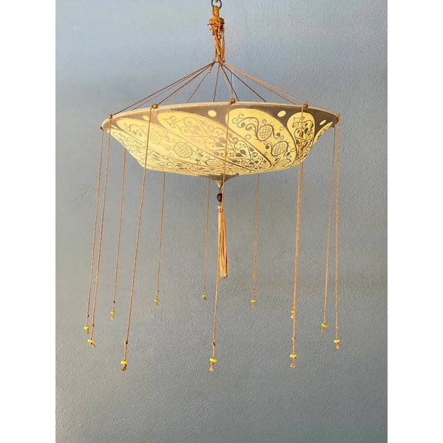 Vintage Italian Fortuny Hand Painted Chandelier For Sale - Image 9 of 12