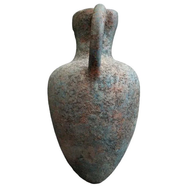 1960s 1960s Elongated Terra Cotta Vase on Metal Stand For Sale - Image 5 of 6