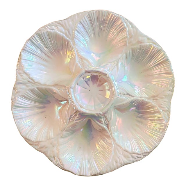 Vintage Iridescent Oyster Plate For Sale