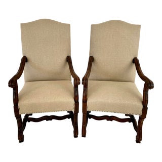 19th C French Oak "Throne" Armchair - a Pair For Sale