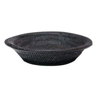 Chinese Black Lacquer Woven Plate, C. 1900 For Sale