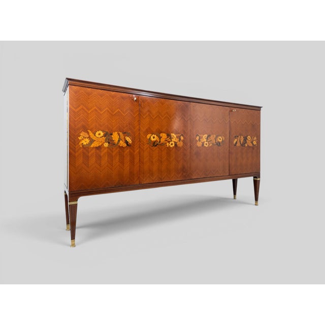 Paolo Buffa Mid-Century Italian Sideboard with Floral Marquetry by Paolo Buffa, 1950s For Sale - Image 4 of 18