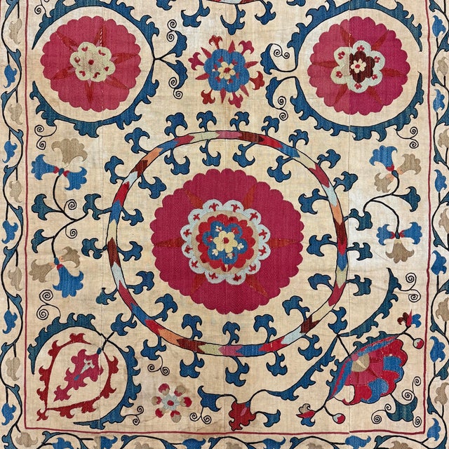 19th Century Central Asian Uzbek Suzani For Sale - Image 4 of 12