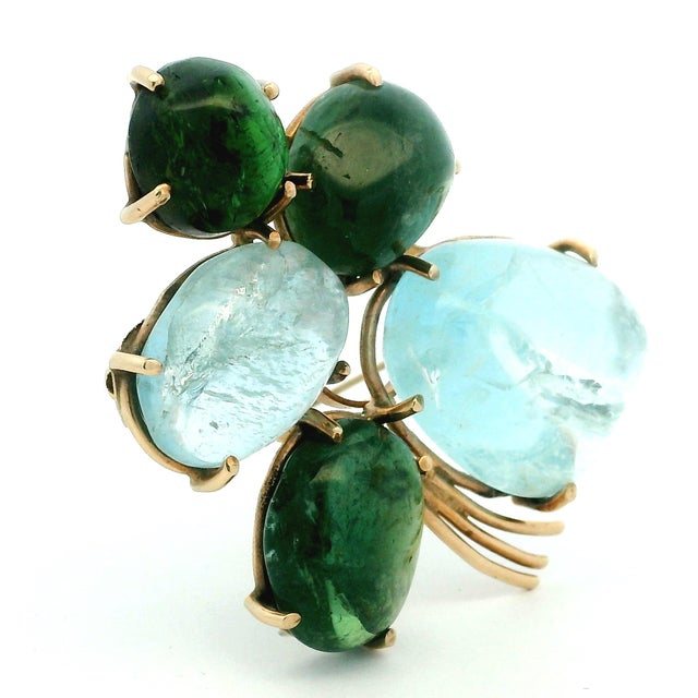 A remarkable and highly unusual mid-century Italian convertible jewel, crafted in solid 14 karat yellow gold and designed...