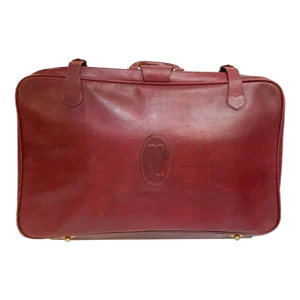Cartier Must De Cartier Burgundy Red C Logo Leather Suitcase Luggage Paris 1975