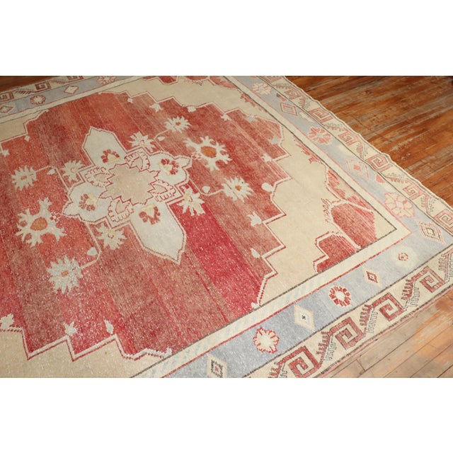 Brick Red Square Size Vintage Turkish Anatolian, 9'4'' X 10'4'' For Sale - Image 8 of 11