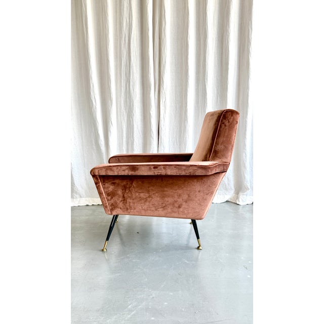 1950s Mid-Century Modern Velvet Chair by Marco Zanuso for Arflex, Italy, 1950s For Sale - Image 5 of 13