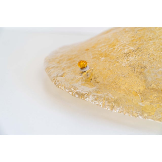 Clear and Golden Murano Glass Flush Mount with Brass Base from Sylcom Lighting, 1990s For Sale - Image 16 of 18